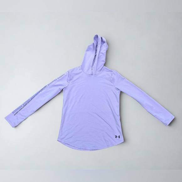Lilac Under Armour Hoodie pullover sweater size Youth XL Heat Gear loose fit - Picture 1 of 3